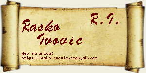 Raško Ivović vizit kartica